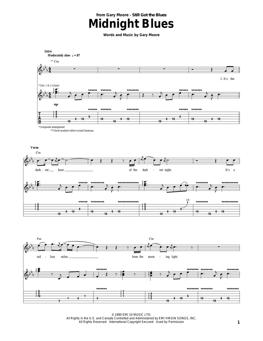 Midnight Blues Acoustic Guitar scores gallery preview page 1
