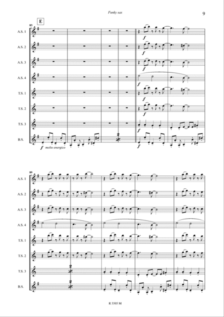 Funky sax pour saxophone Funky sax pour saxophone Saxophone Ensemble scores gallery preview page 10