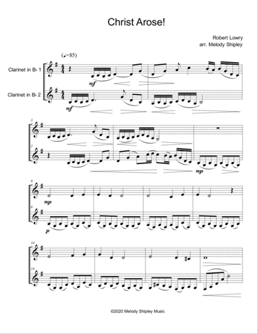 Christ Arose! Christ Arose! Clarinet Duet scores gallery preview page 2
