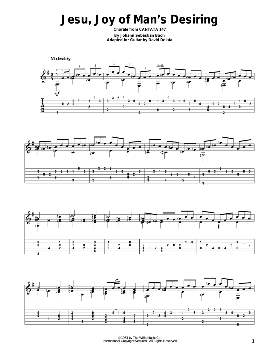 Jesu, Joy Of Man's Desiring Acoustic Guitar scores gallery preview page 1