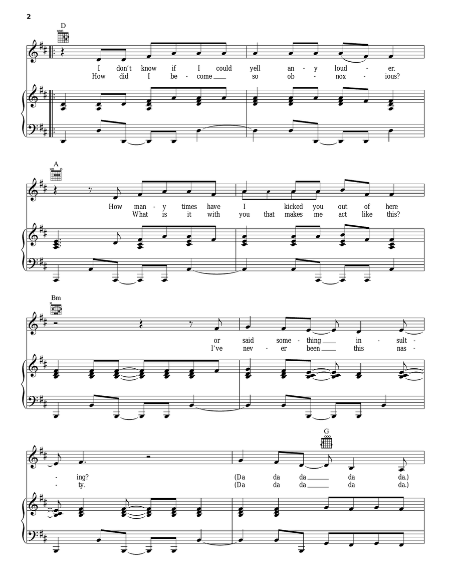 Please Don't Leave Me Piano, Vocal, Guitar scores gallery preview page 2