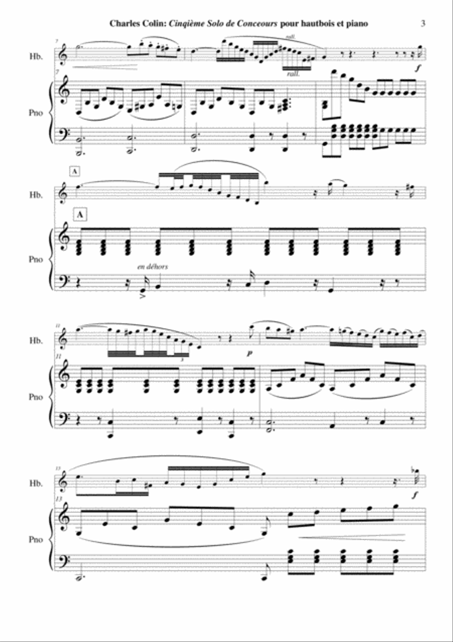 Charles Colin: Cinquième Solo de Concours, Opus 45 fro oboe and piano Piano scores gallery preview page 3