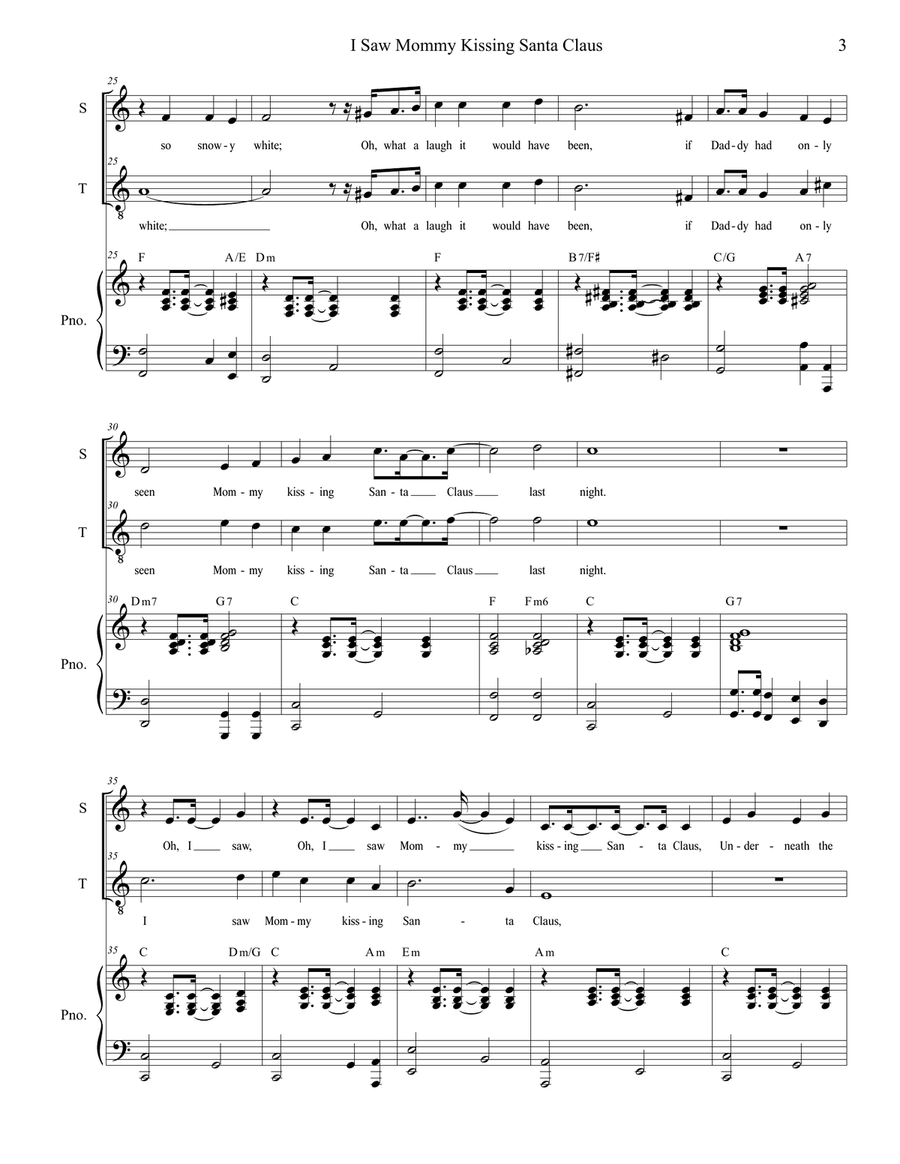 I Saw Mommy Kissing Santa Claus Tenor Voice scores gallery preview page 3