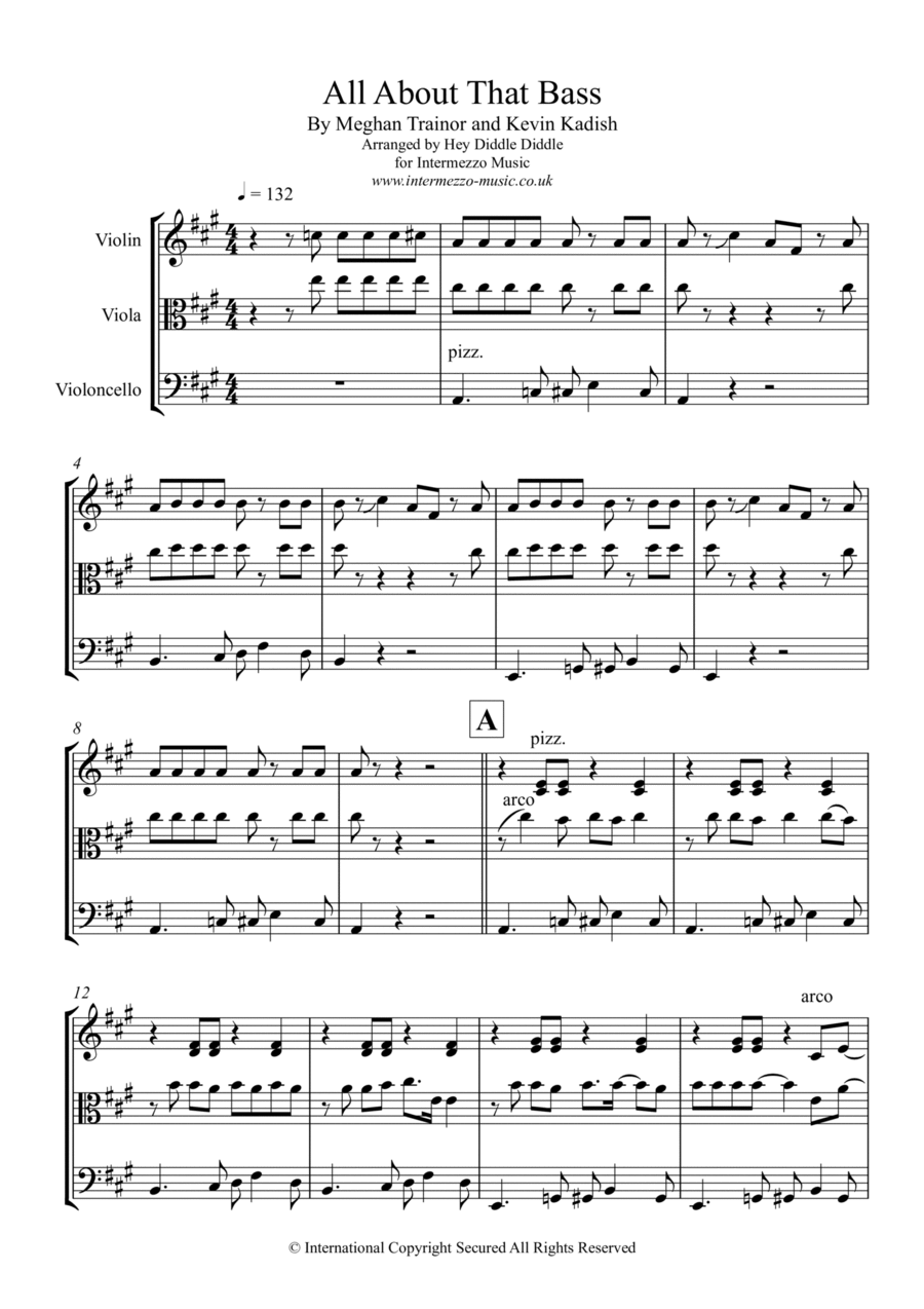 All About That Bass String Trio scores gallery preview page 1