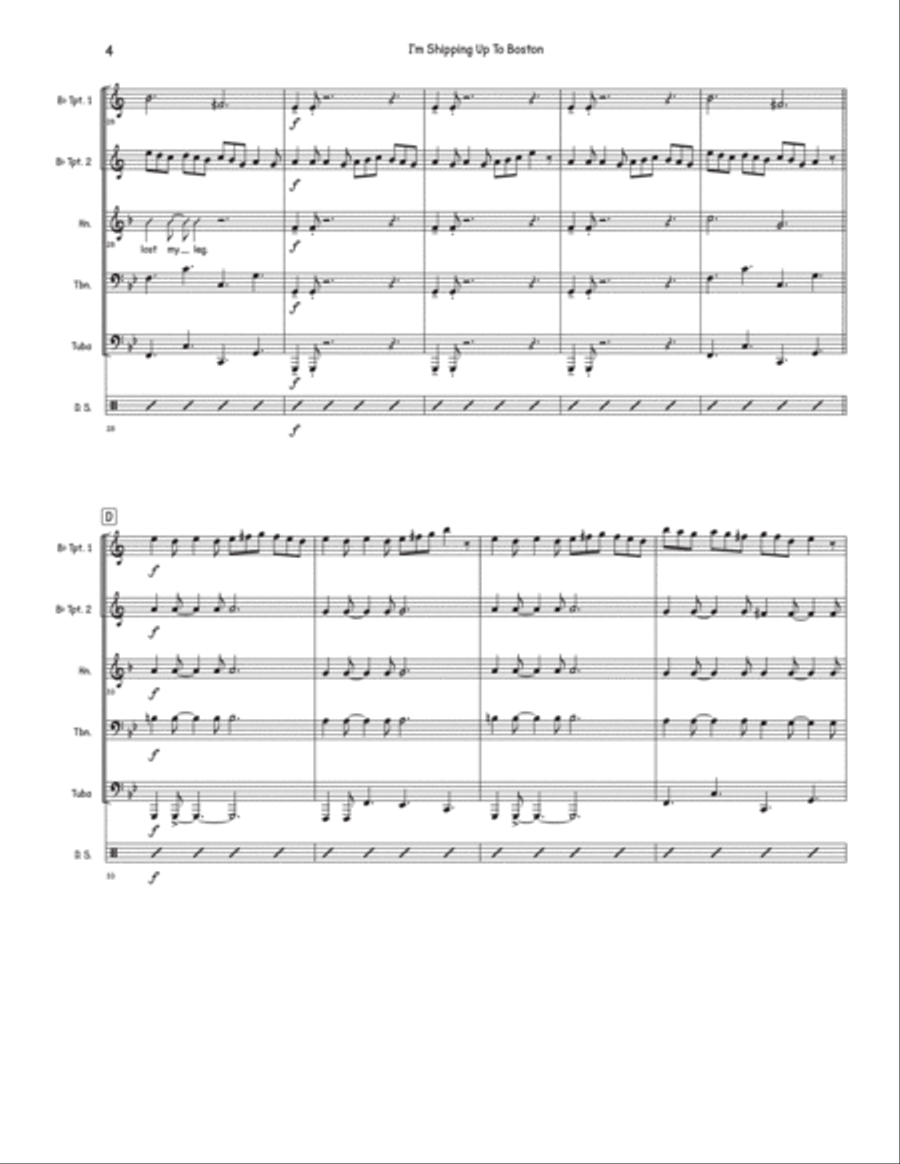 I'm Shipping Up To Boston Brass Quintet scores gallery preview page 4