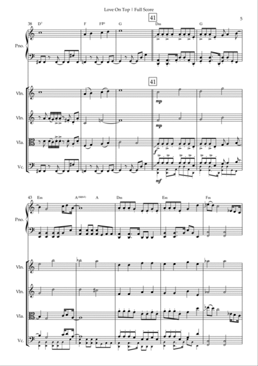 Love On Top Piano Quintet scores gallery preview page 5