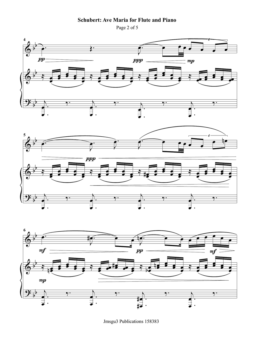 Schubert: Ave Maria for Flute & Piano Flute Solo scores gallery preview page 2