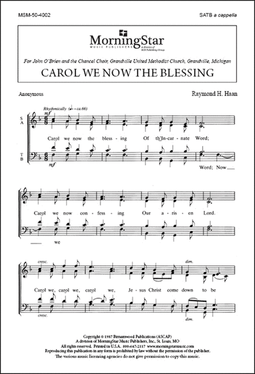 Carol We Now the Blessing image number null