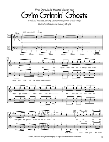 Grim Grinning Ghosts by Buddy Baker Choir - Digital Sheet Music