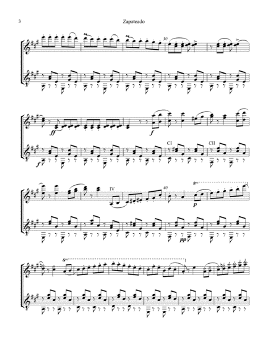 Zapateado Op. 23 No. 6 for violin and guitar Zapateado Op. 23 No. 6 for violin and guitar String Duet scores gallery preview page 4