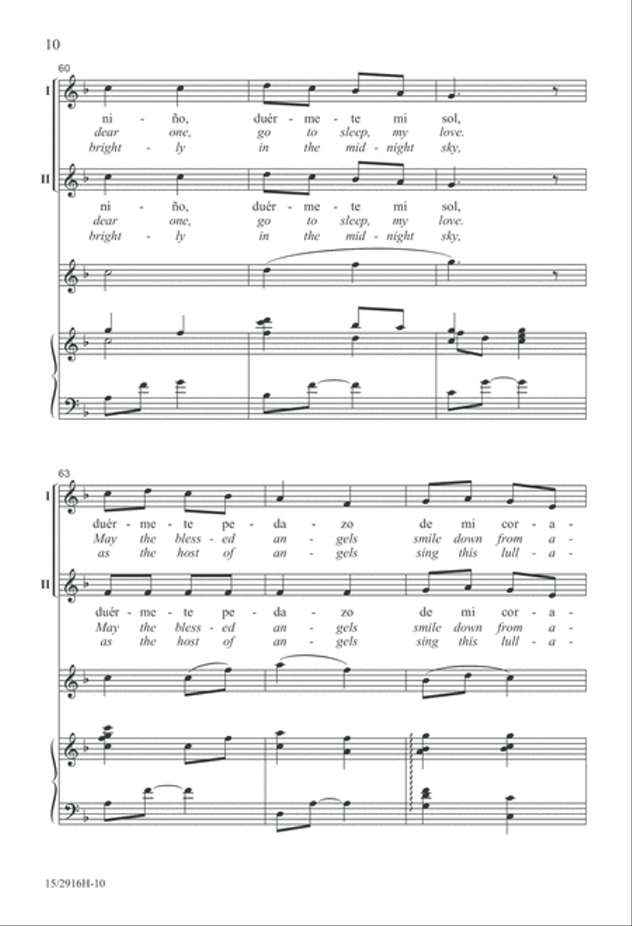 Duérmete (The Angels' Lullaby) 2-Part scores gallery preview page 11