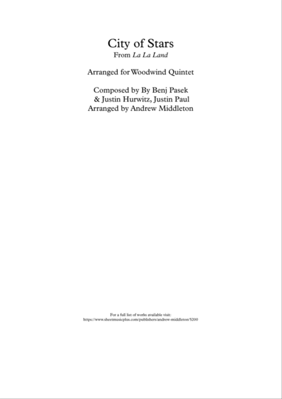 City Of Stars Woodwind Quintet scores gallery preview page 1