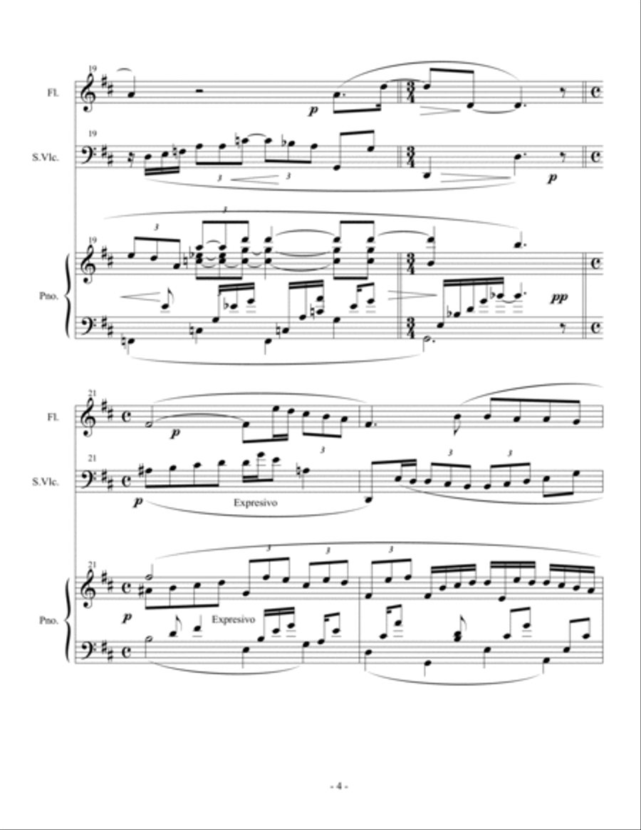 Trio for Flute Cello and Piano Flute scores gallery preview page 5