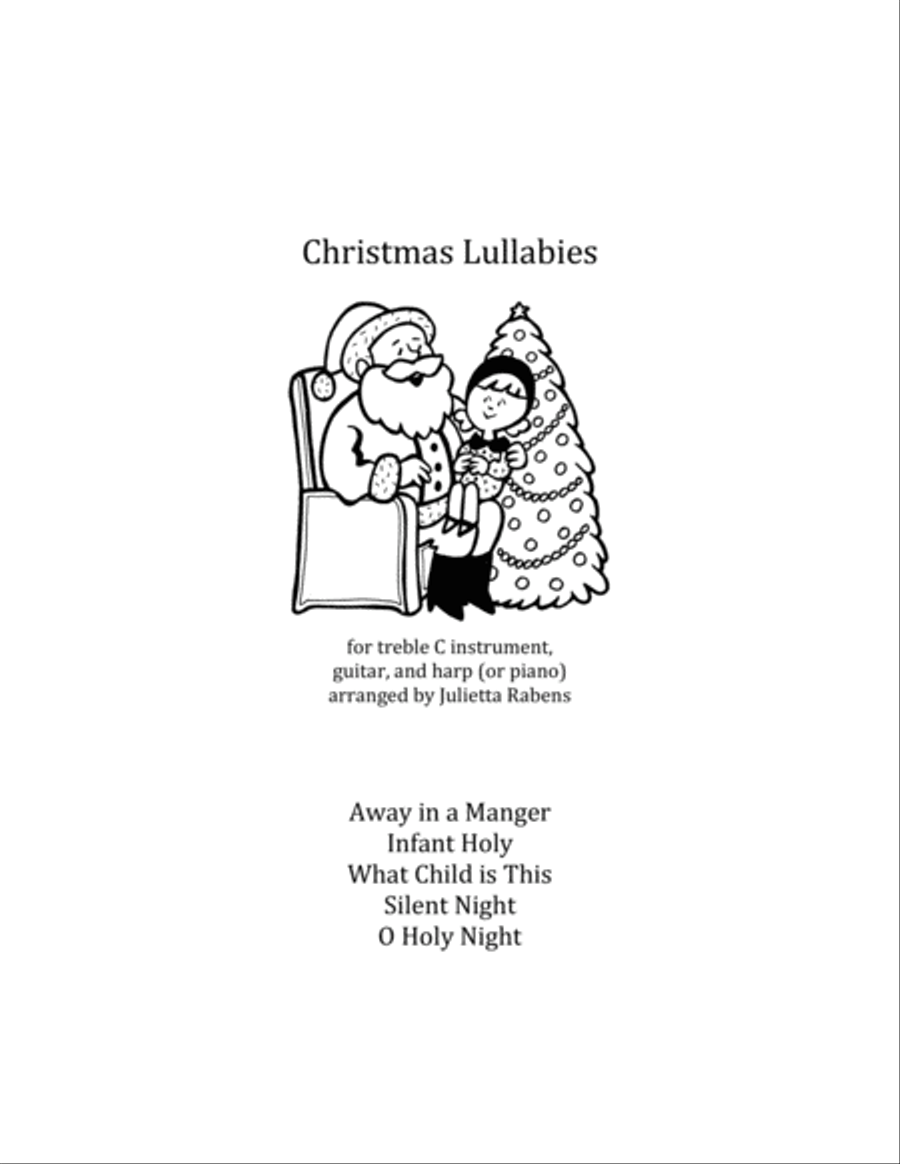 Christmas Lullabies for treble C instrument, guitar, and harp (or piano) Large Ensemble scores gallery preview page 1