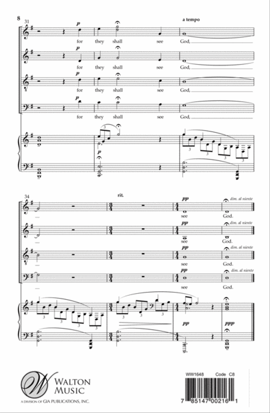 The Pure in Heart 4-Part scores gallery preview page 9