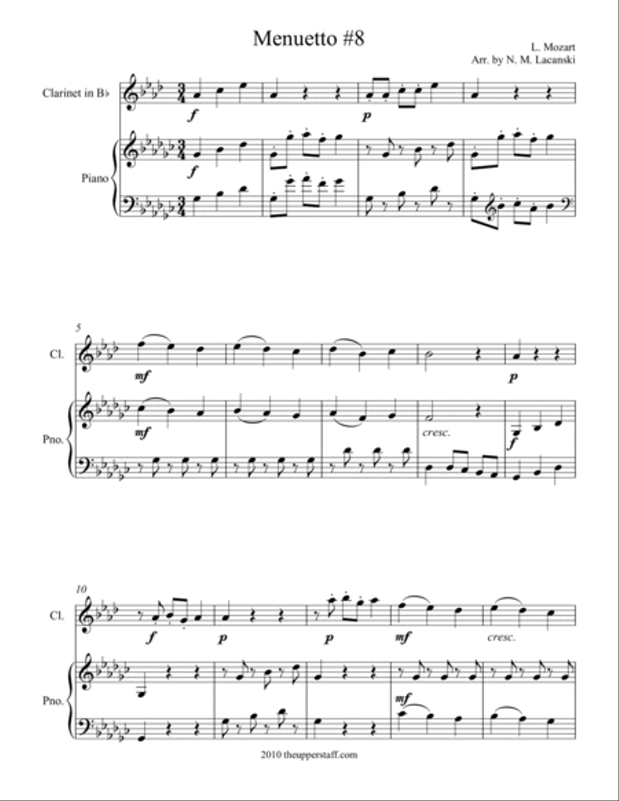Menuetto #8 Clarinet Solo scores gallery preview page 2