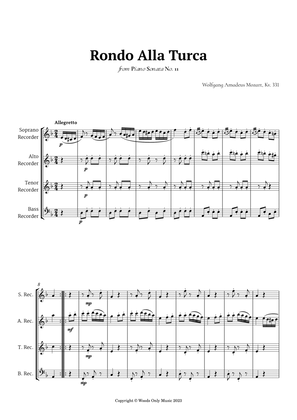Book cover for Rondo Alla Turca by Mozart for Recorder Quartet