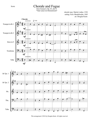 "Chorale and Fugue" (Vater unser im Himmelreich) for brass quintet