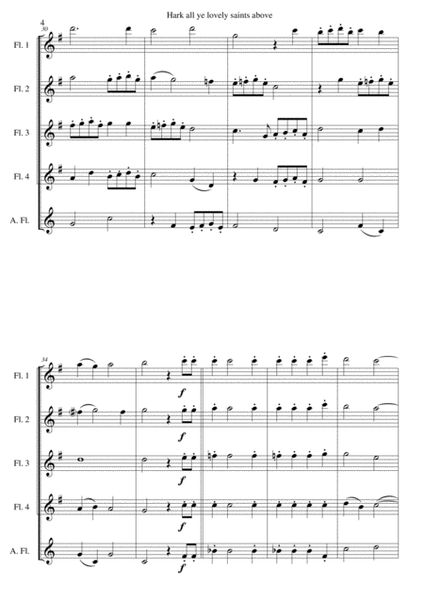 Hark all ye lovely saints above for flute quintet (4 flutes and 1 alto flute) image number null