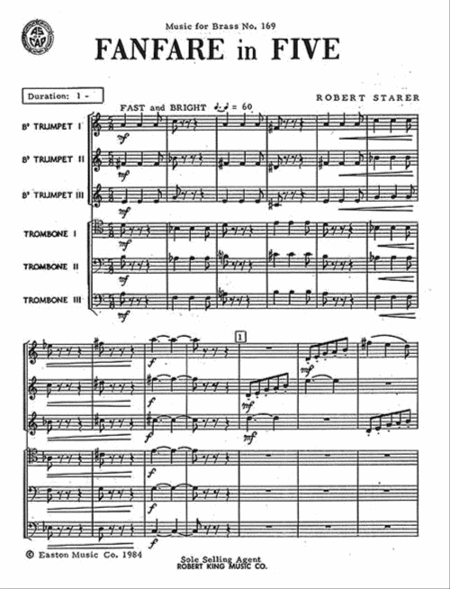 Fanfare In Five (sextet-brass) School and Community scores gallery preview page 3