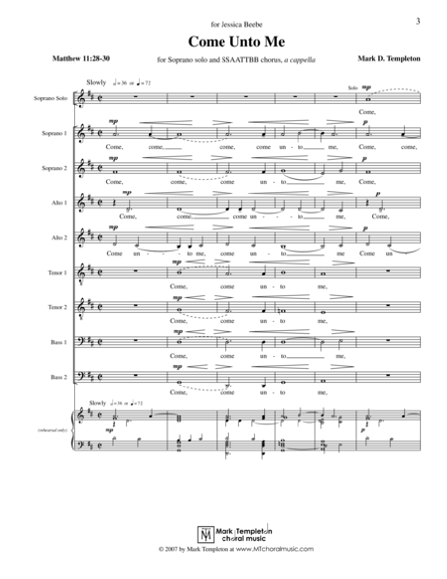 Come Unto Me Divisi scores gallery preview page 1