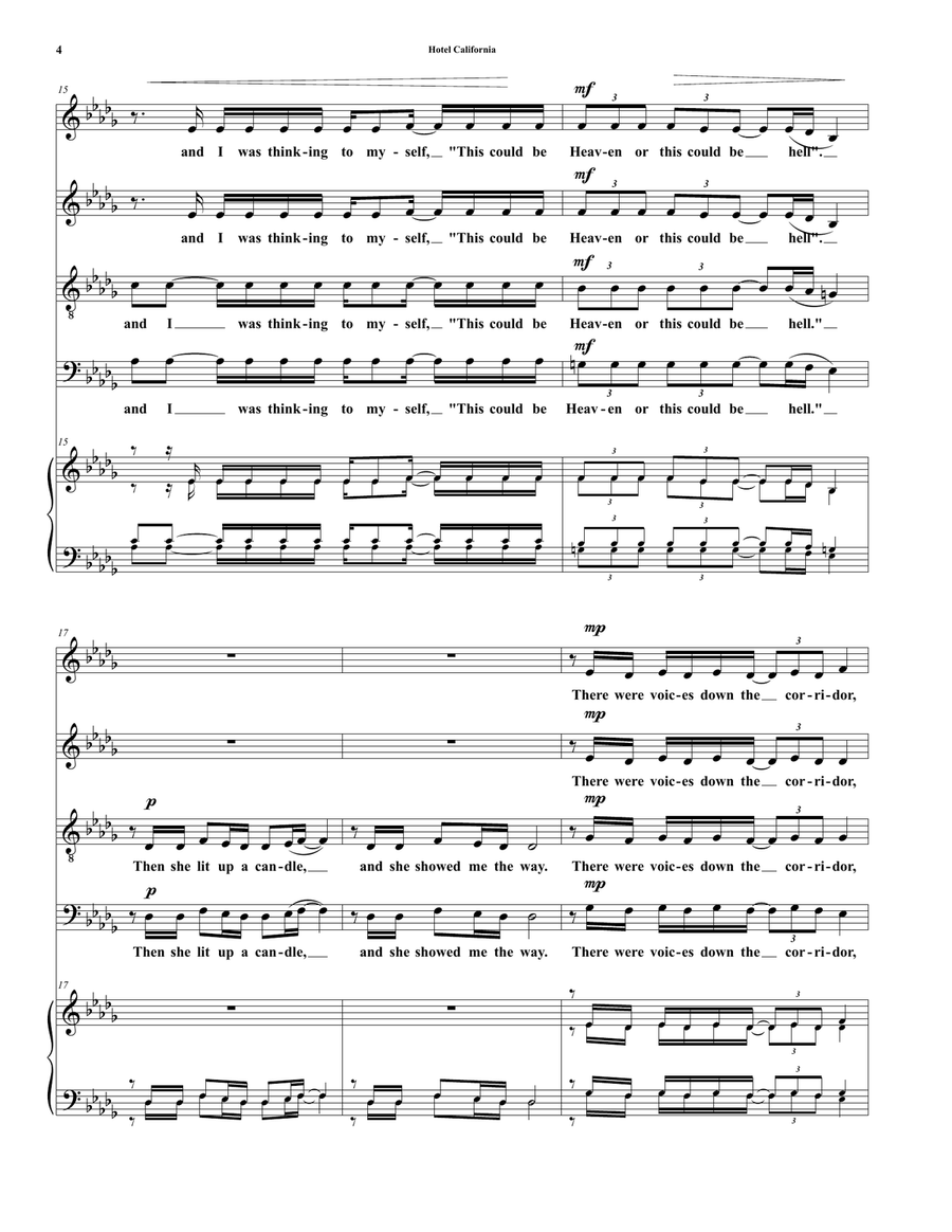 Hotel California 4-Part scores gallery preview page 4
