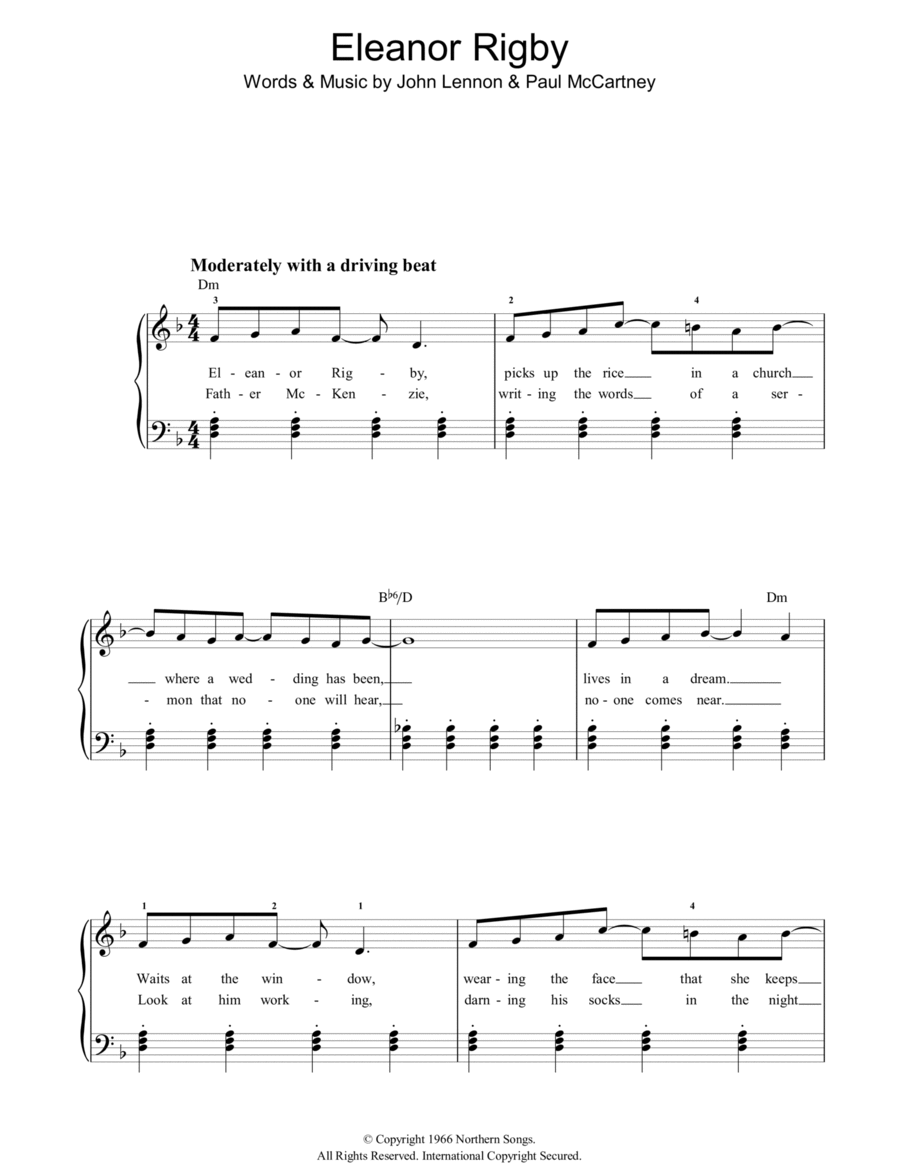 Eleanor Rigby Easy Piano scores gallery preview page 1