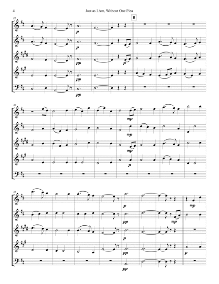 Just as I Am, Without One Plea Woodwind Quintet scores gallery preview page 4