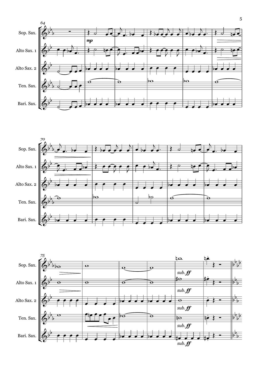 Good Vibrations by The Beach Boys Saxophone Quintet - Digital Sheet Music page 5