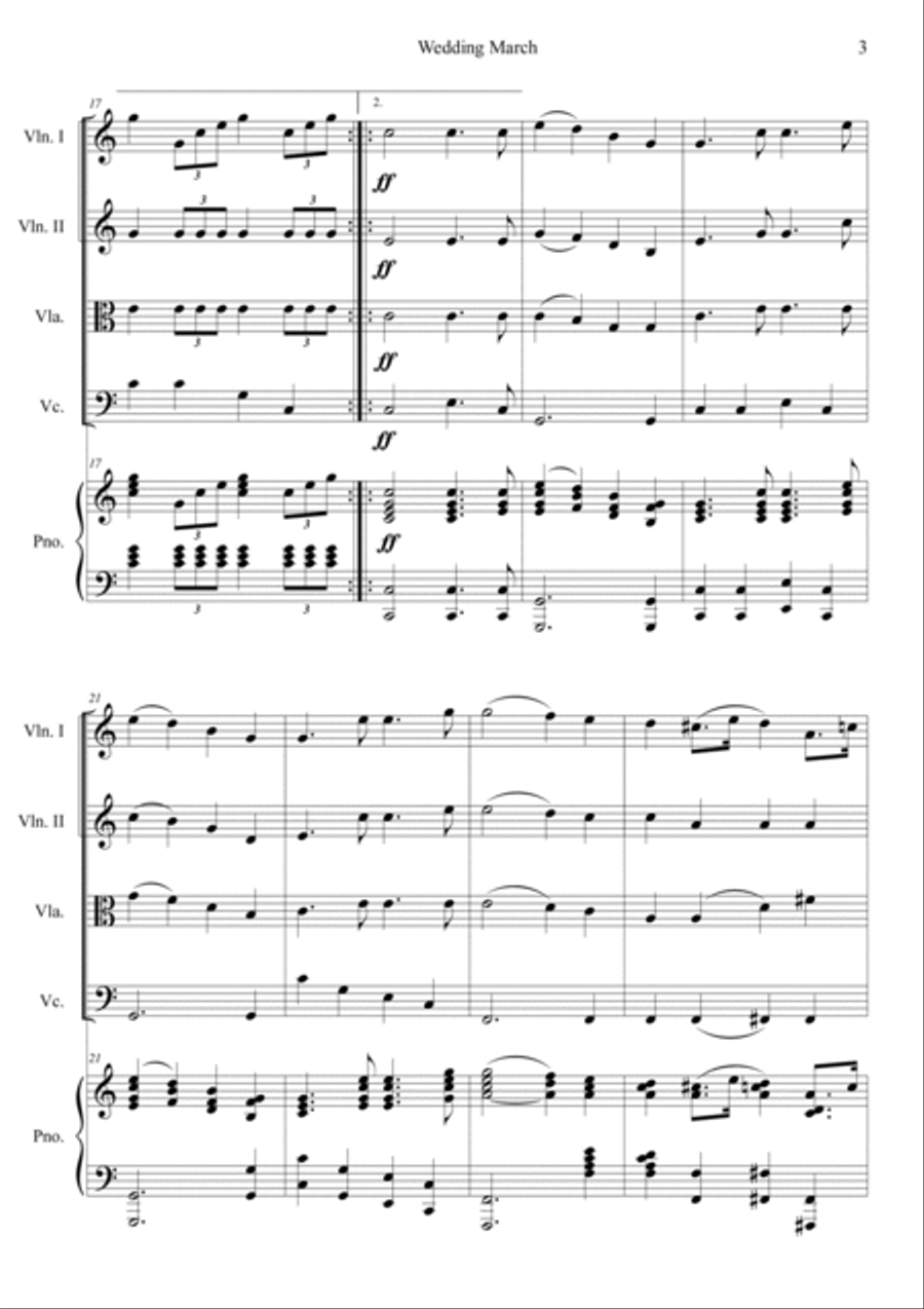 Wedding March Piano Quintet scores gallery preview page 3