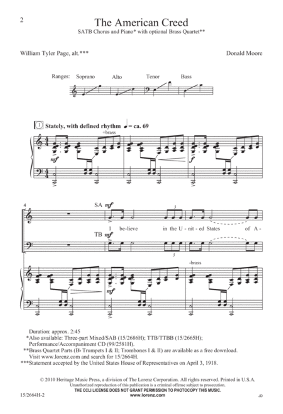 The American Creed 4-Part scores gallery preview page 2