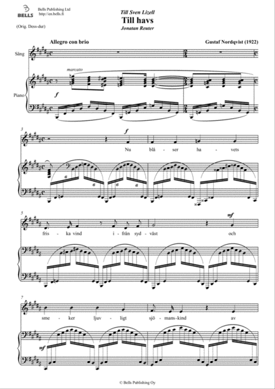 Till havs (B Major) Till havs (B Major) Voice Solo scores gallery preview page 1