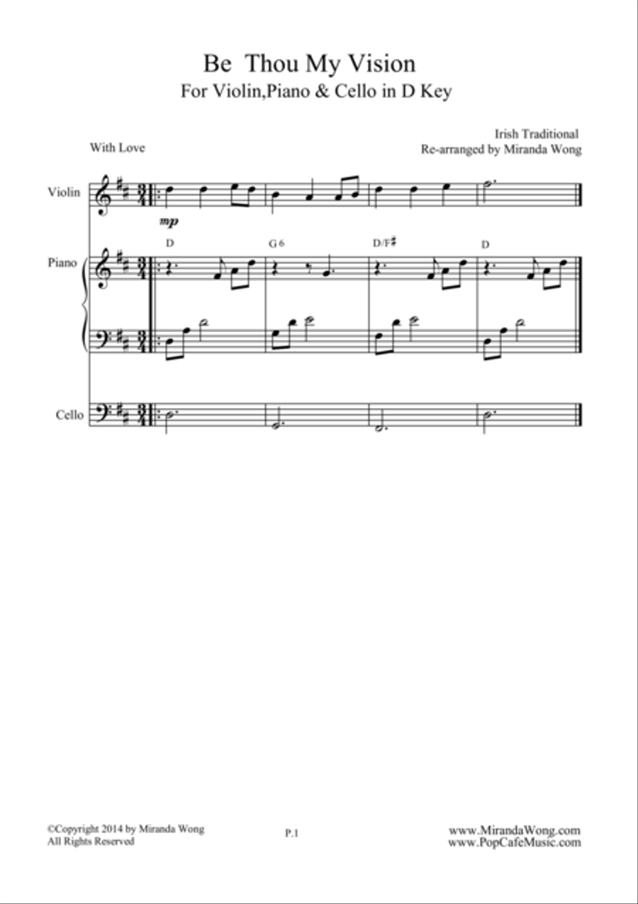 Be Thou My Vision - Violin, Piano and Cello (Romantic Version) Piano Trio scores gallery preview page 1