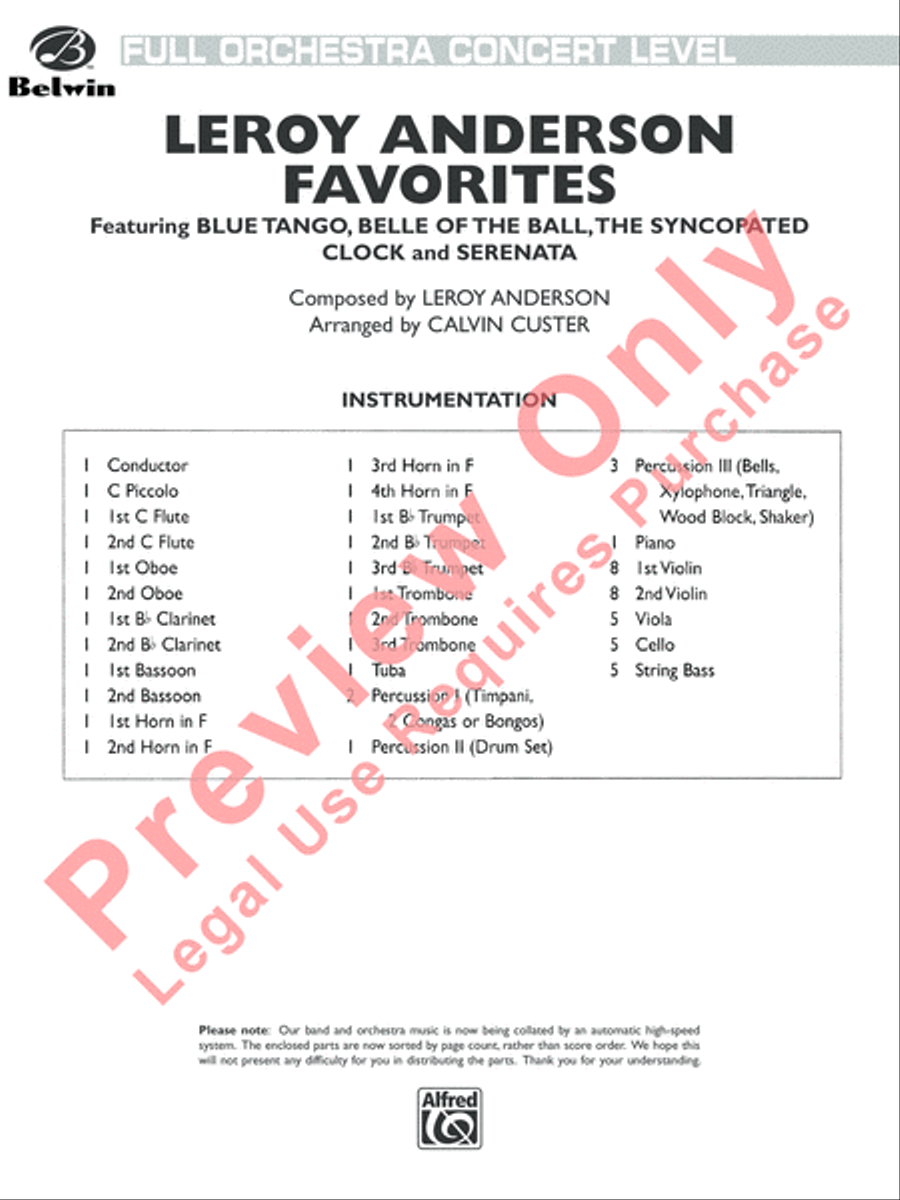 Leroy Anderson Favorites Leroy Anderson Favorites Full Orchestra scores gallery preview page 2