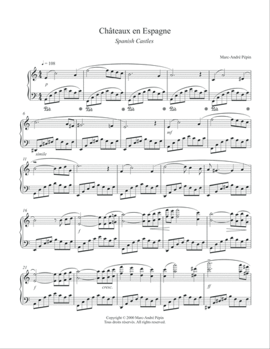 Spanish Castles / Chateaux en Espagne Piano Solo scores gallery preview page 2