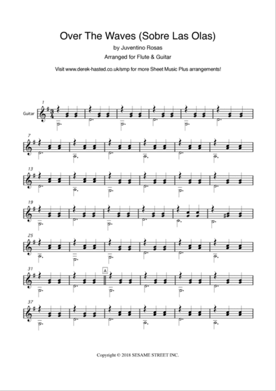 Over The Waves (Sobre Las Olas) - flute and guitar duet Flute scores gallery preview page 5