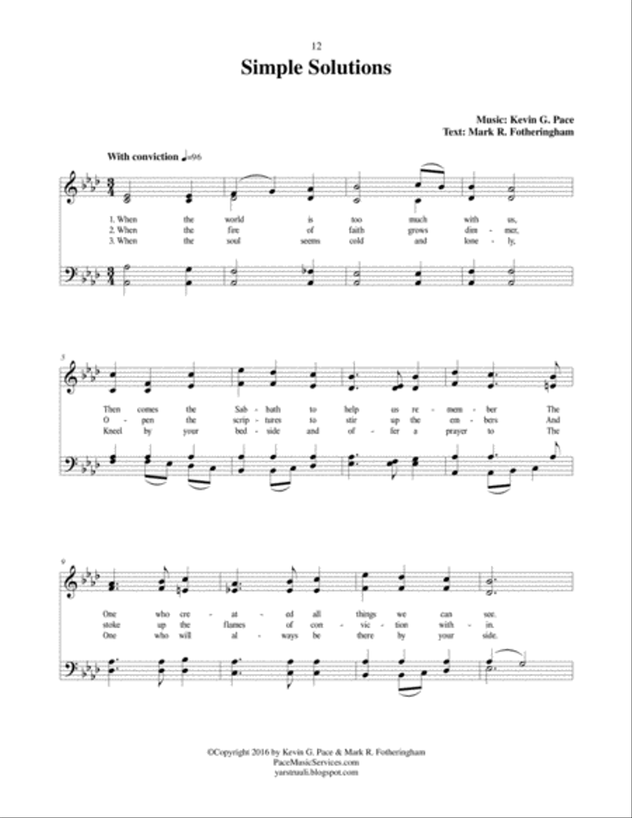 Simple Solutions - an original hymn 4-Part scores gallery preview page 2