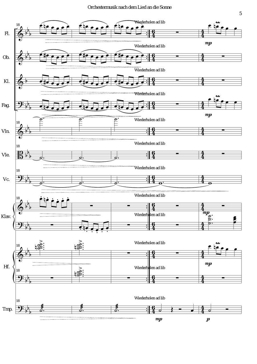 ATON part 6-Orchestermusik nach dem Lied an die Sonne - woodwind, strings, piano, harp, timpani Full Orchestra scores gallery preview page 5