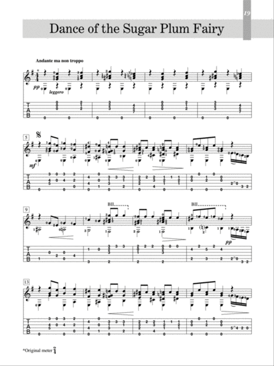 Nutcracker for Guitar In TAB Classical Guitar scores gallery preview page 6