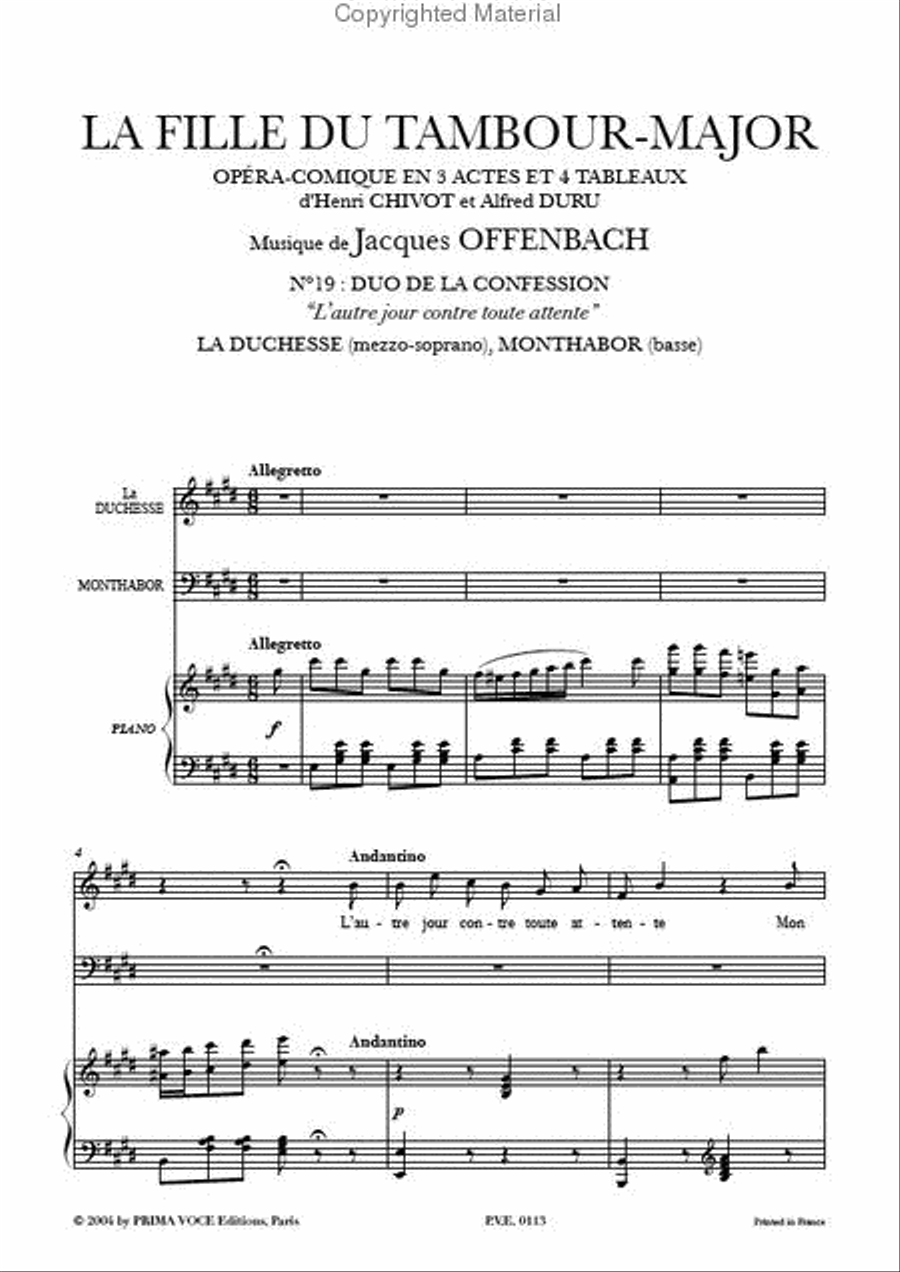 L'autre jour contre toute attente from La Fille du Tambour-Major Mezzo-Soprano Voice scores gallery preview page 2