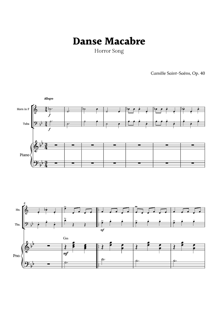 Danse Macabre by Saint-Saëns Brass Duet scores gallery preview page 1