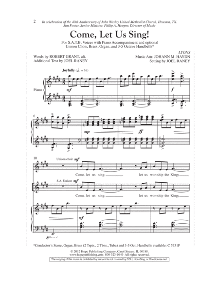 Come, Let Us Sing! (O Worship the King)