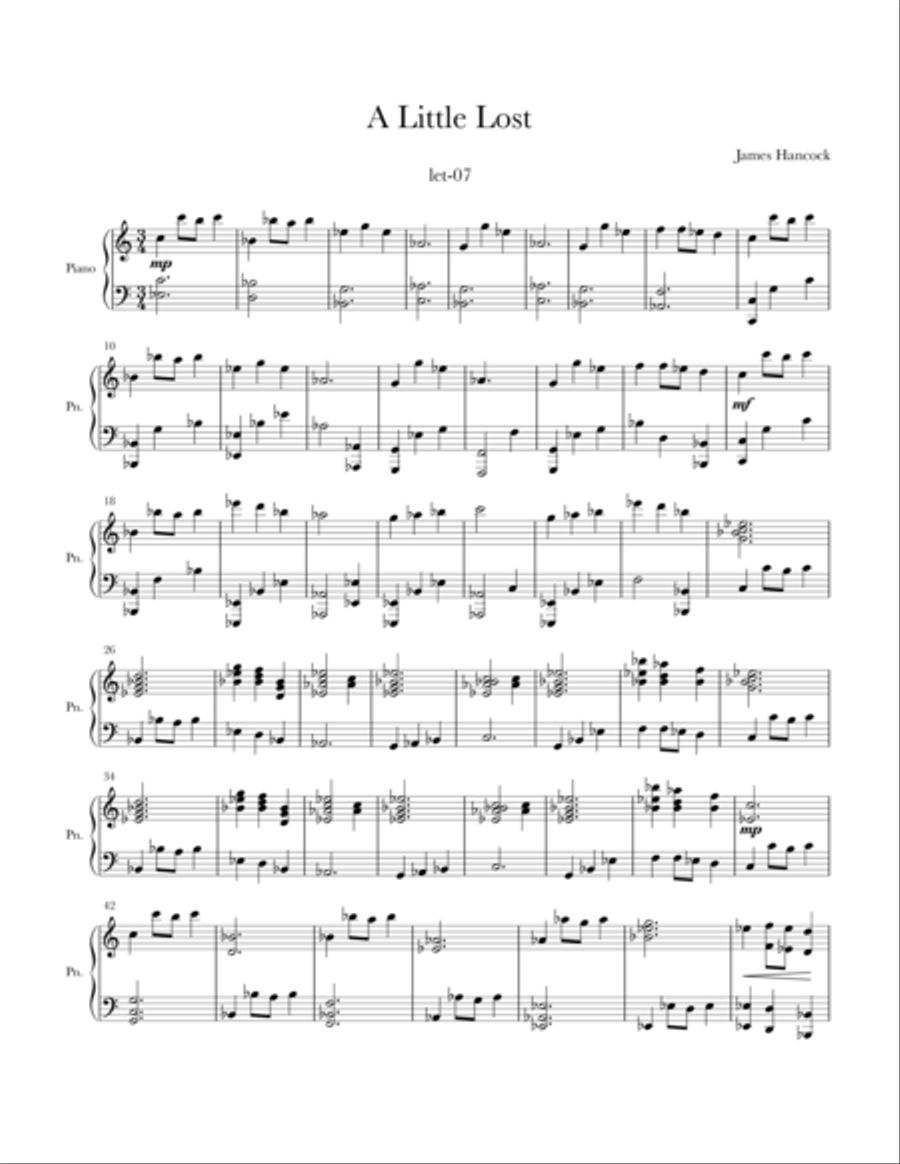 A Little Lost A Little Lost Piano Solo scores gallery preview page 1