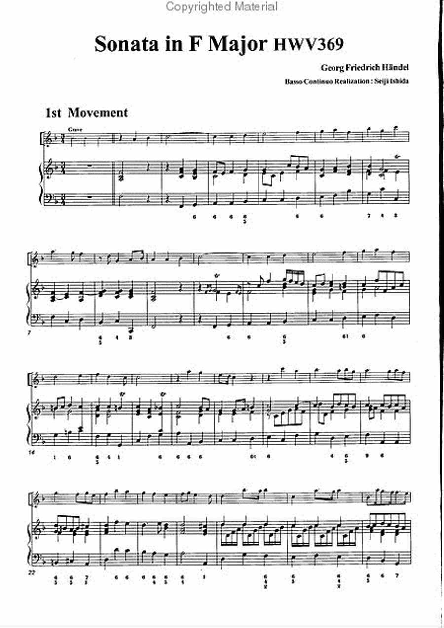 Sonata in F Major HMV369 Alto Recorder scores gallery preview page 3