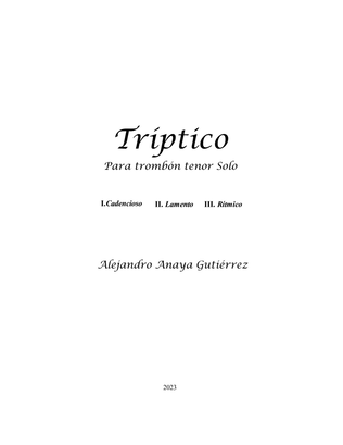 Book cover for Tríptico for trombone solo
