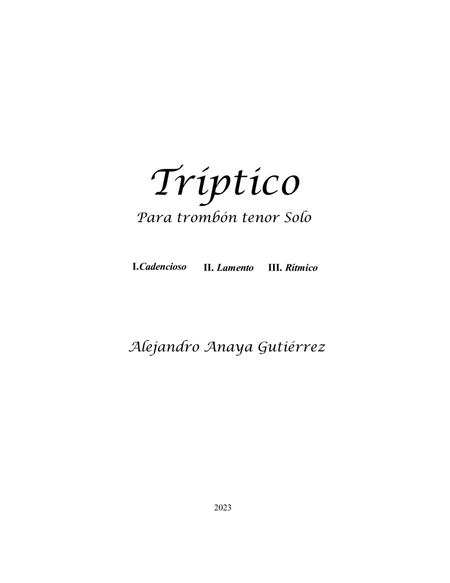 Tríptico for trombone solo