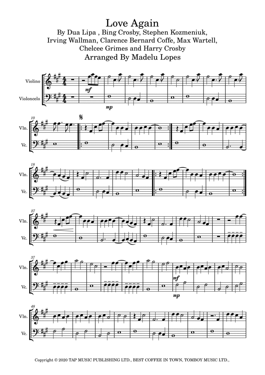 Love Again String Duet scores gallery preview page 1