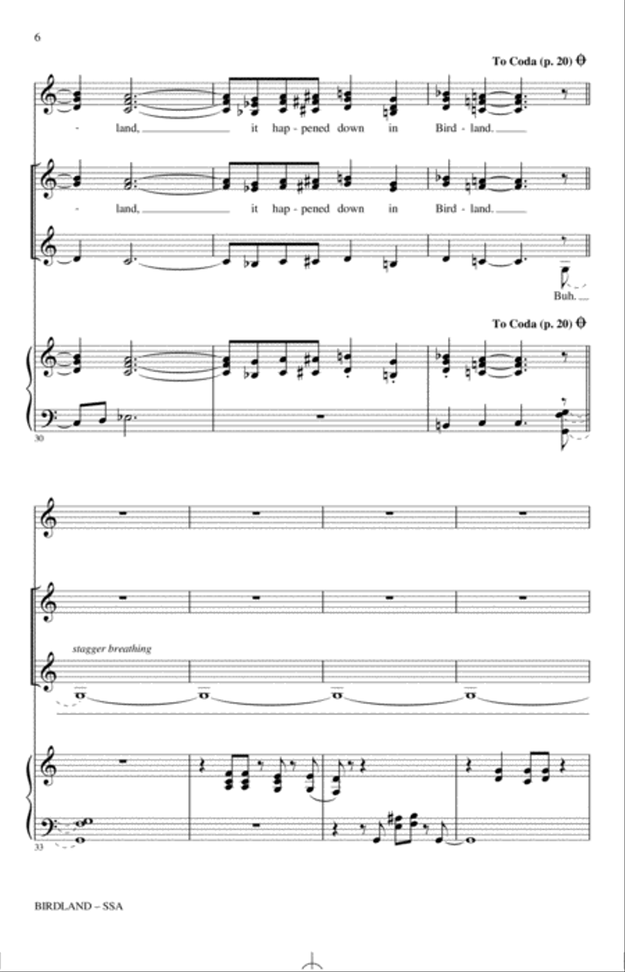 Birdland (arr. Paris Rutherford) SSA scores gallery preview page 4
