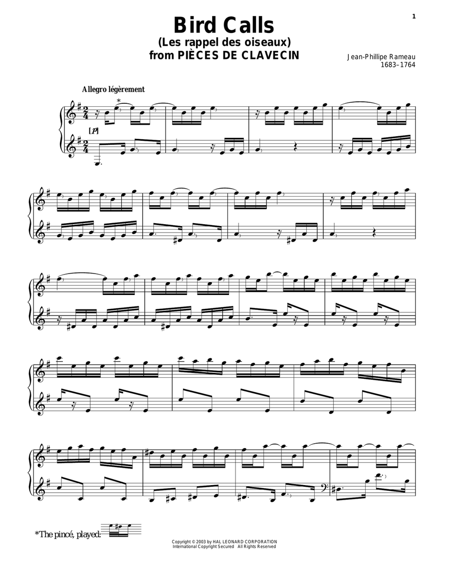Bird Calls (Les Rappel Des Oiseaux) Piano Solo scores gallery preview page 1
