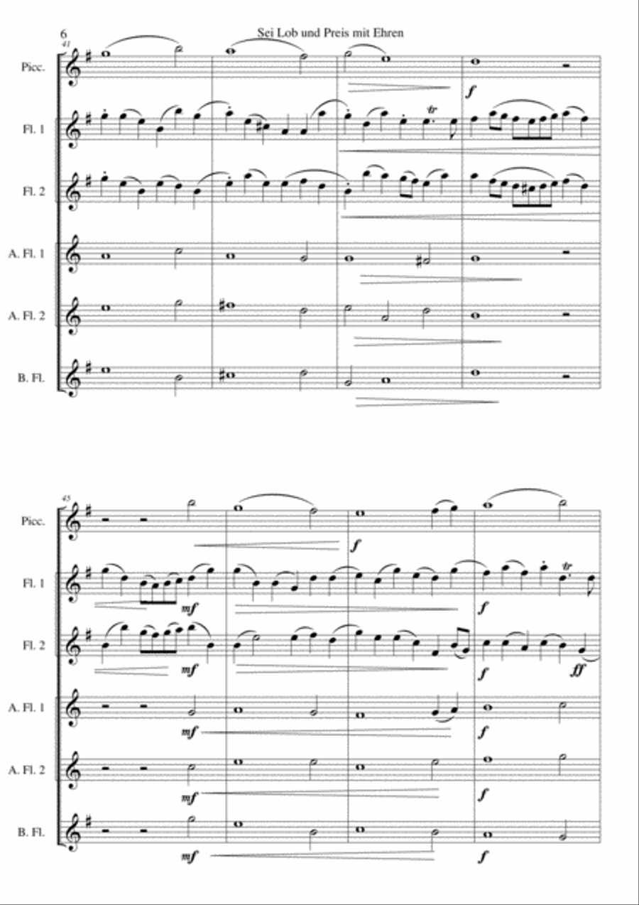 Sei Lob und Preis mit Ehren for flute sextet or flute choir Flute Choir scores gallery preview page 6